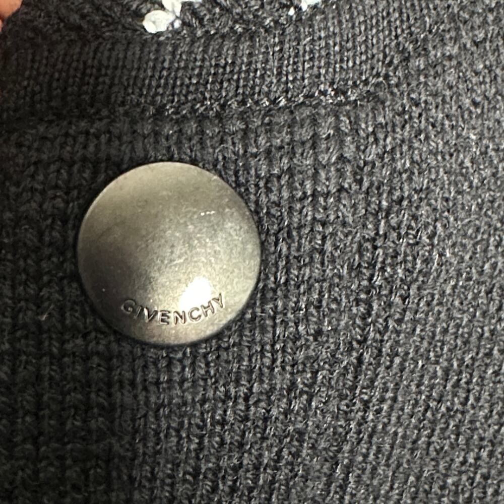 Givenchy Wool Knit Varsity Bomber Jacket Black Wh… - image 8